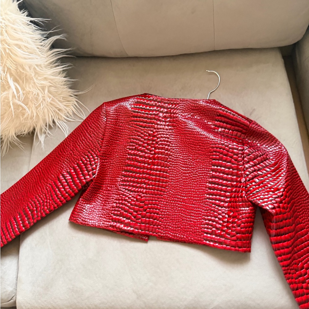 Red Crocodile Pattern Women's Jacket - image 3